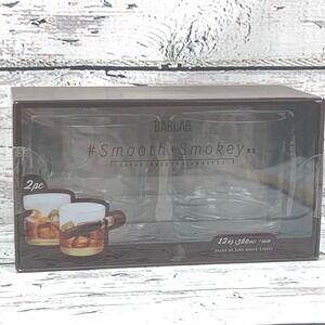 BarLab Cigar Holder Tumblers Smooth Smokey Whiskey Glasses 12oz Set of‎ 2  NEW